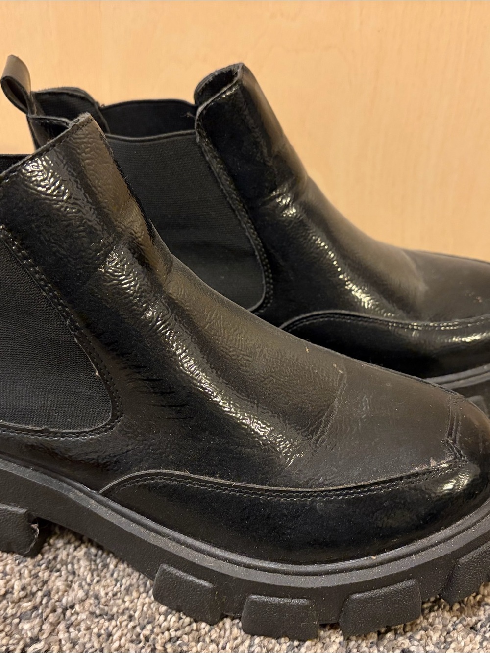 Women’s Black Chelsea Lug Sole Ankle Boots